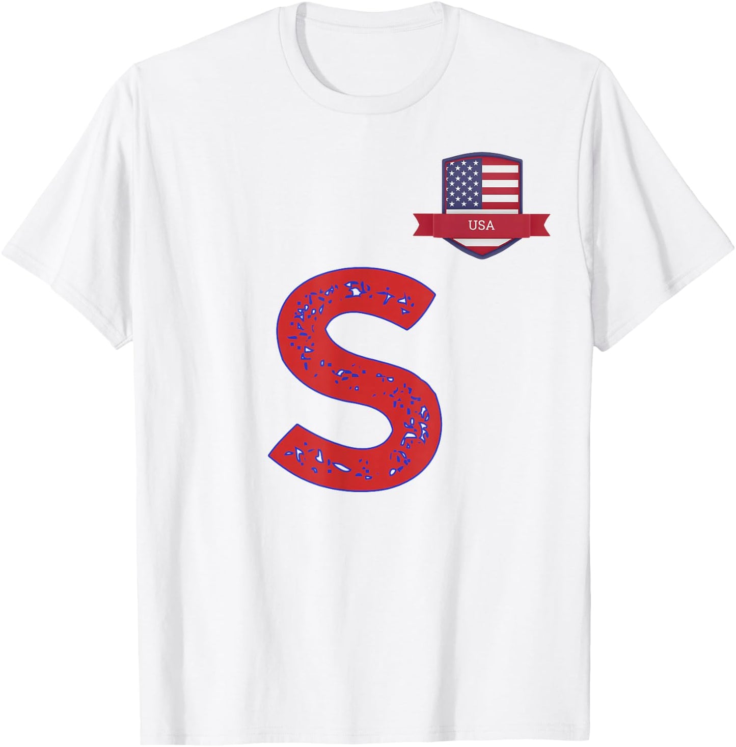 USA Human-Flag Letter S American USA Red T-Shirt - T-Shirt | White