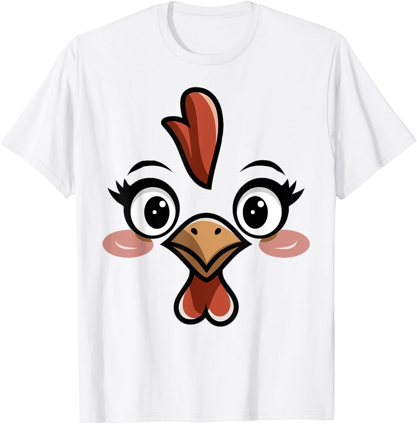 Novelty Last Minute Easy Halloween Party Stuff Halloween Chicken Face Women Kids Blue, White Size Small Classic Fit Round Collar Short Sleeve Cotton 60%, Polyester 40% T-Shirt - T-Shirt | White