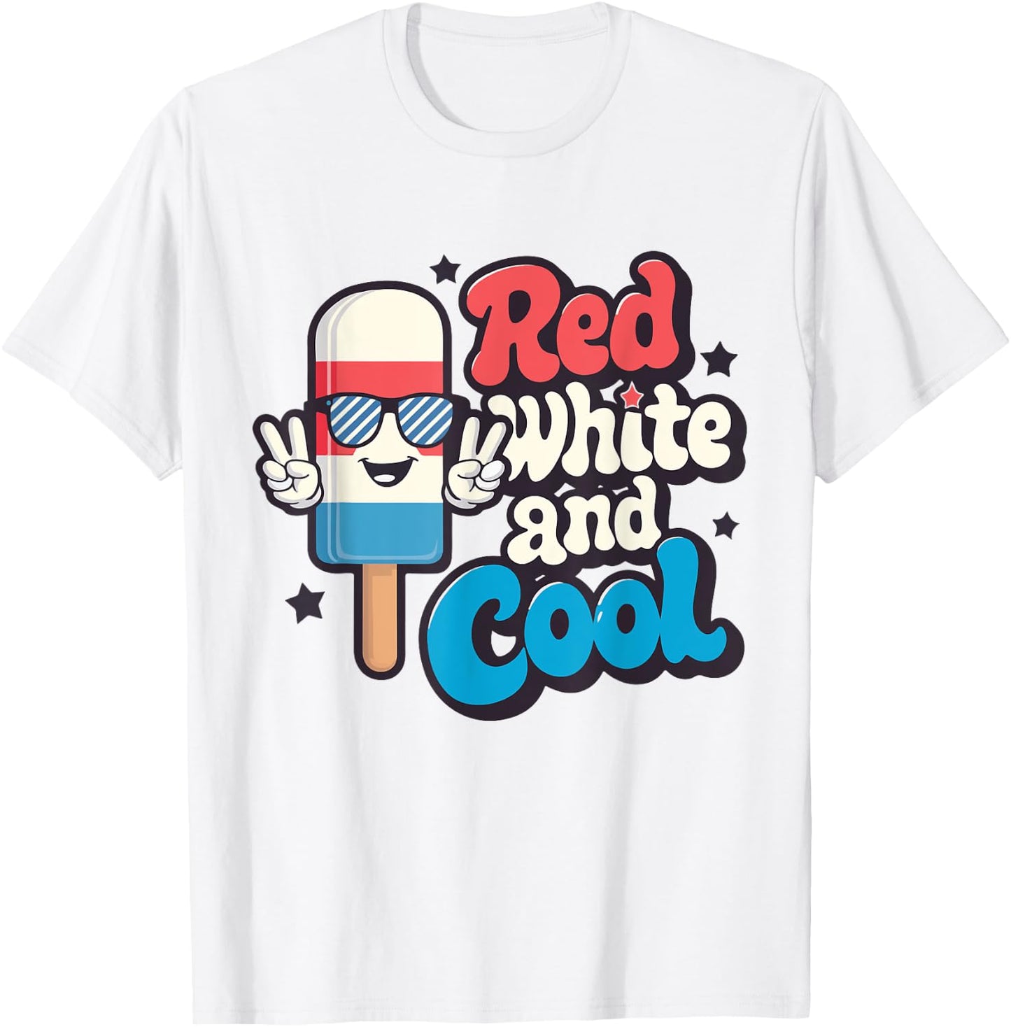 Red White And Cool 4th Of July Popsicle Ice Cream Patriotic Kids Men T-Shirt - T-Shirt | White