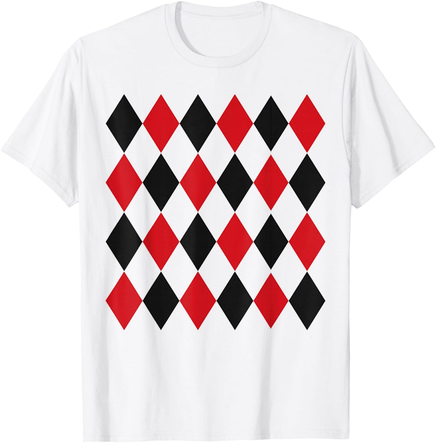 Harlequin Red Black Pattern T-Shirt - T-Shirt | White