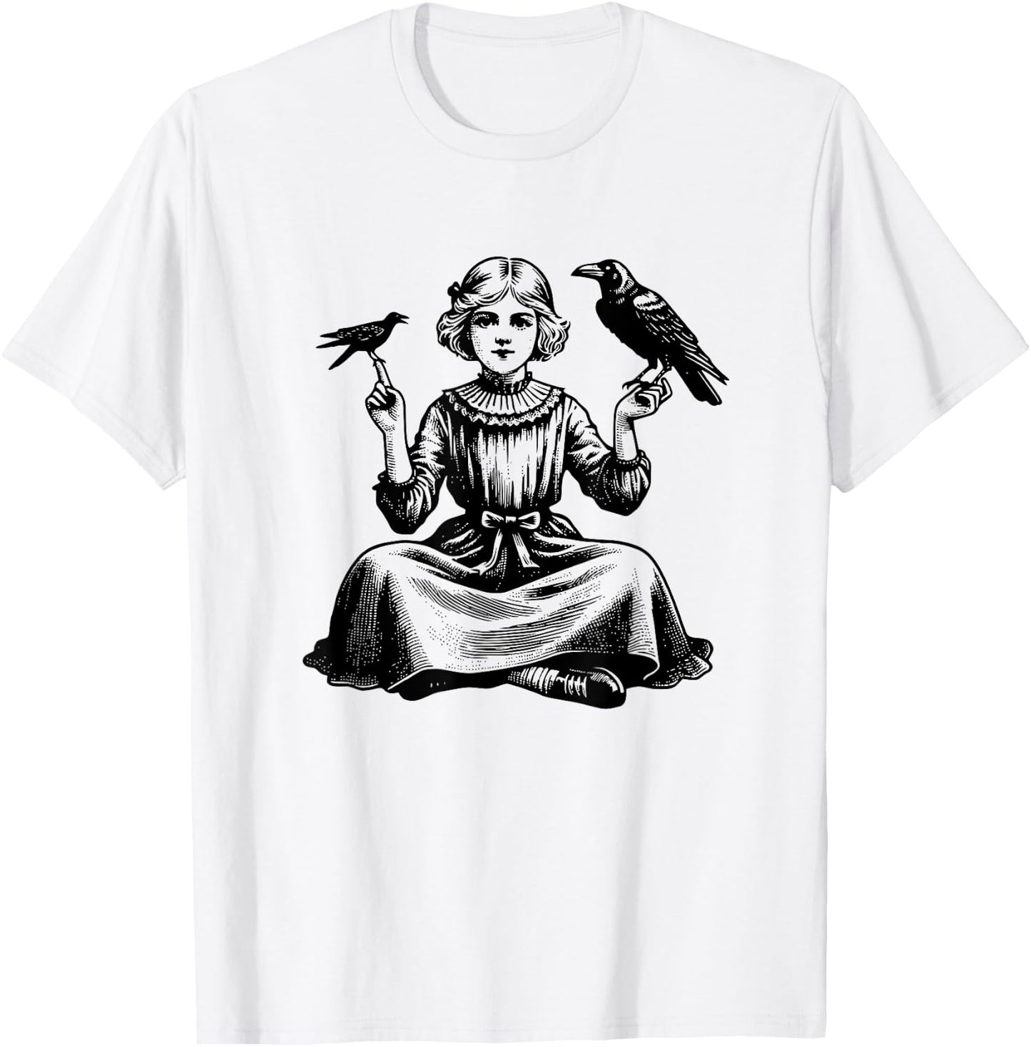 Vintage Crow, Vintage Raven Design for Crow and Raven Lovers T-Shirt - T-Shirt | White