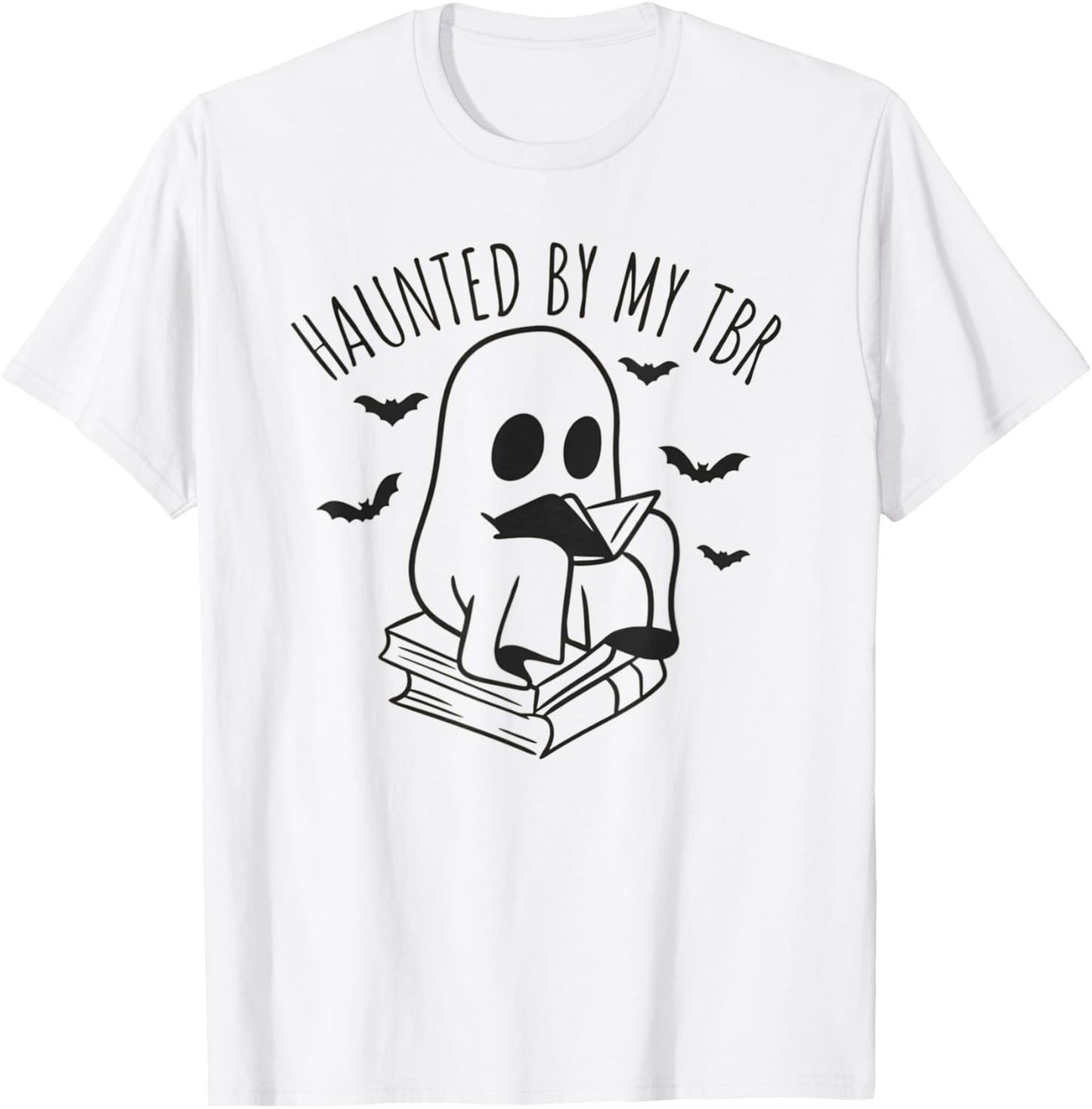 Haunted By My TBR Reading Coach Ghosts Halloween Bookish T-Shirt - T-Shirt | White