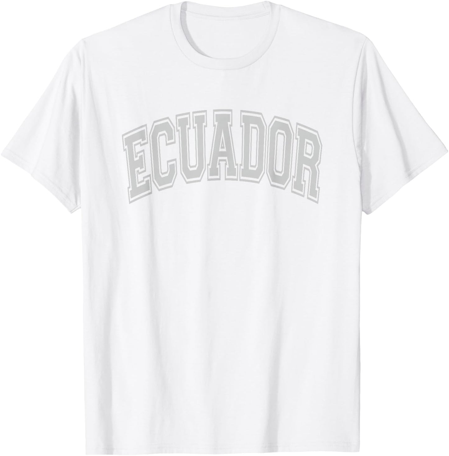 Ecuador Arched Style Text White with Gray Print T-Shirt - T-Shirt | White