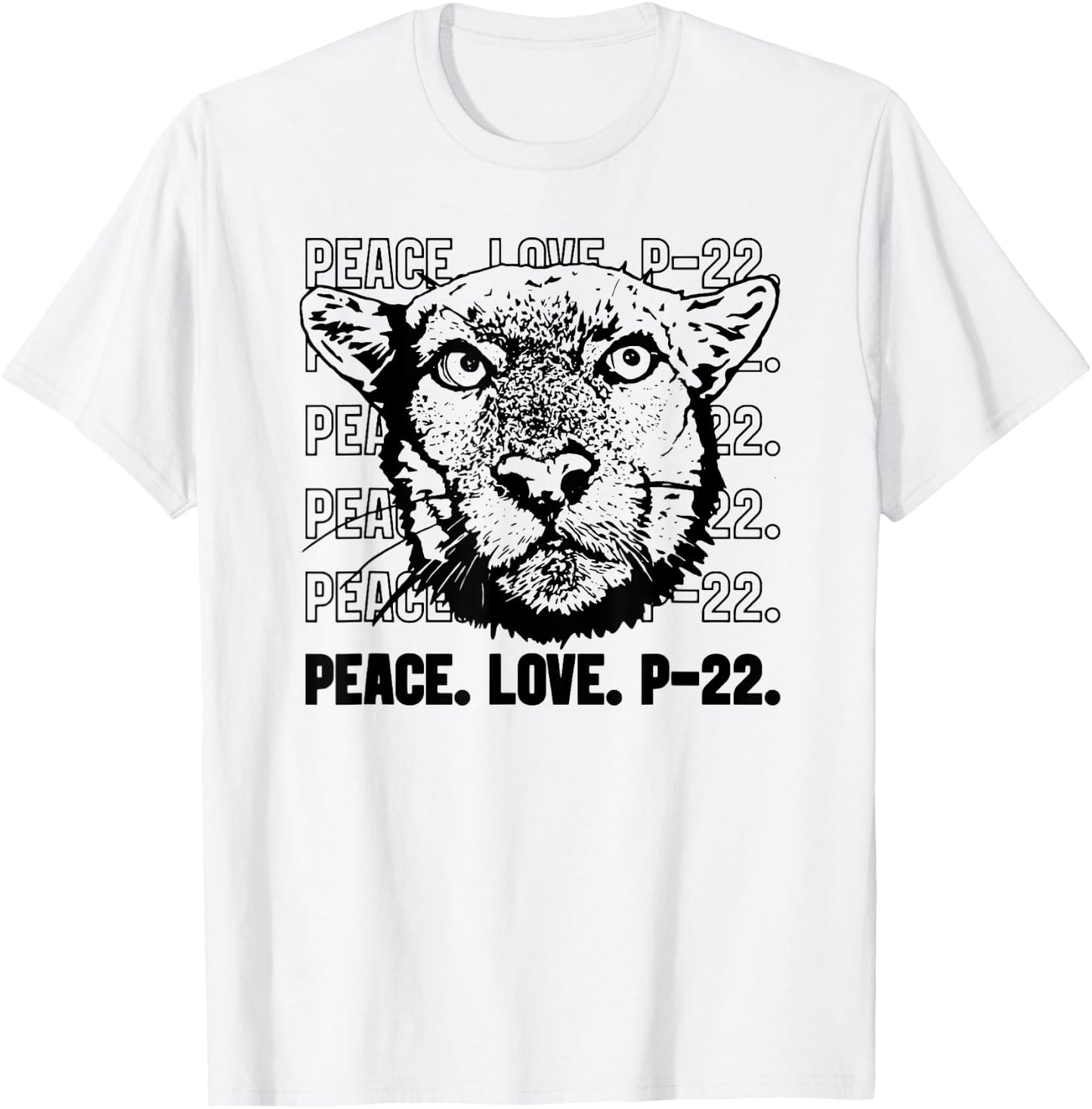 P-22 Mountain Lion Legend LA California Art P22 Peace Love T-Shirt - T-Shirt | White