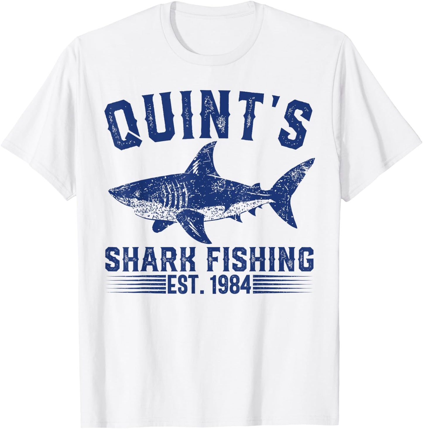 Vintage Quint's Shark Fishing 1984 Retro Fisher Birthday T-Shirt - T-Shirt | White
