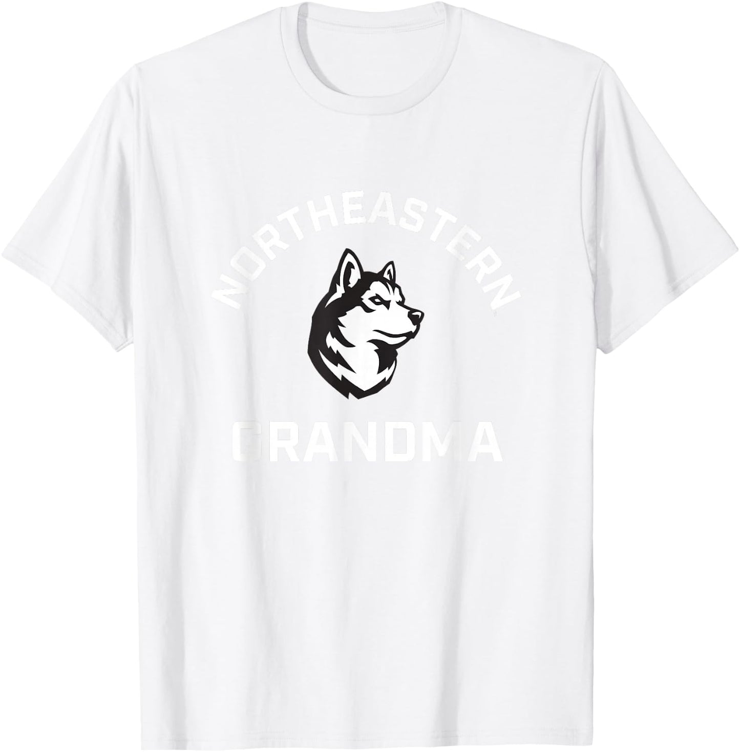Campus Lab Northeastern University NEU Huskies Arched Grandma - Red, -Adult, Short Sleeve, X-Small T-Shirt - T-Shirt | White
