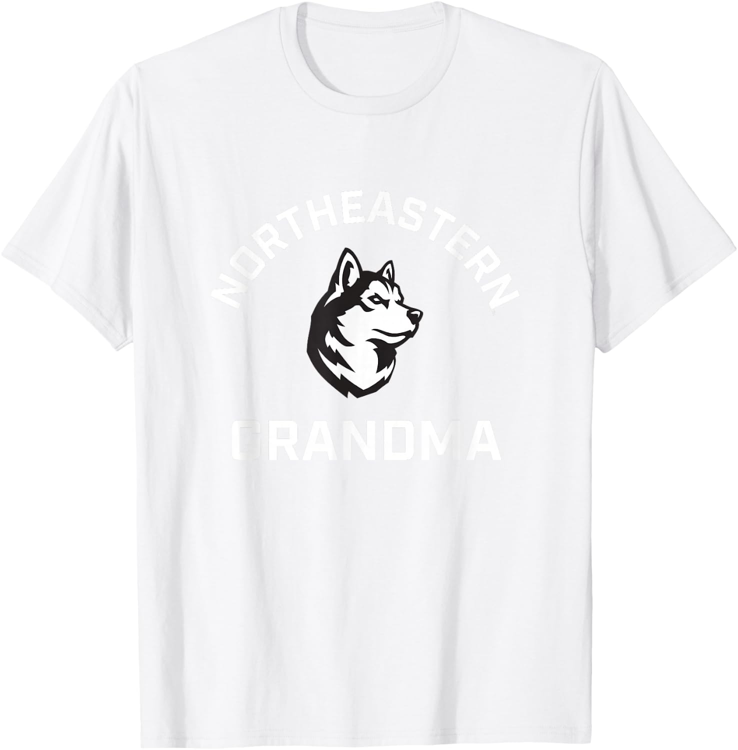 Campus Lab Northeastern University NEU Huskies Arched Grandma - Red, -Adult, Short Sleeve, X-Small T-Shirt - T-Shirt | White