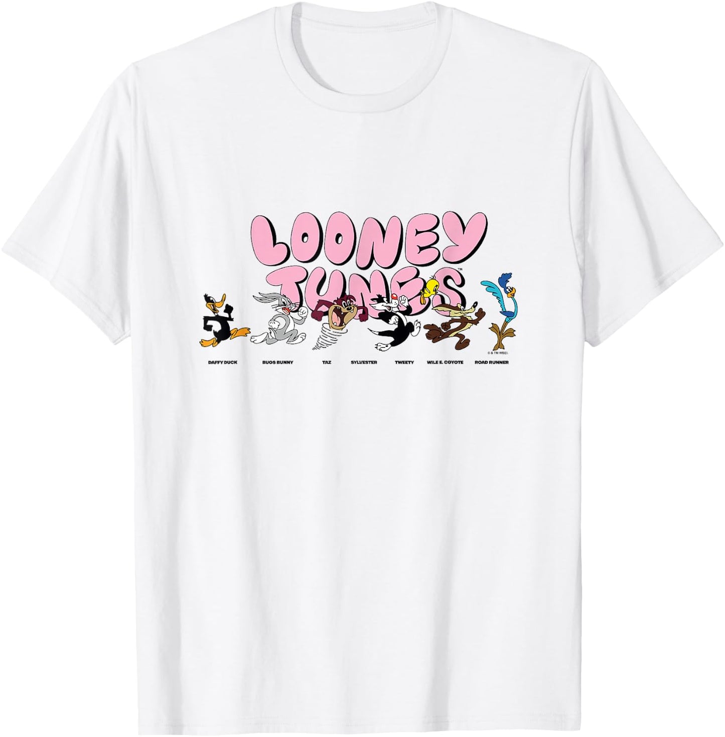 Looney Tunes Classic Characters Chasing Each Other Vintage T-Shirt - T-Shirt | White