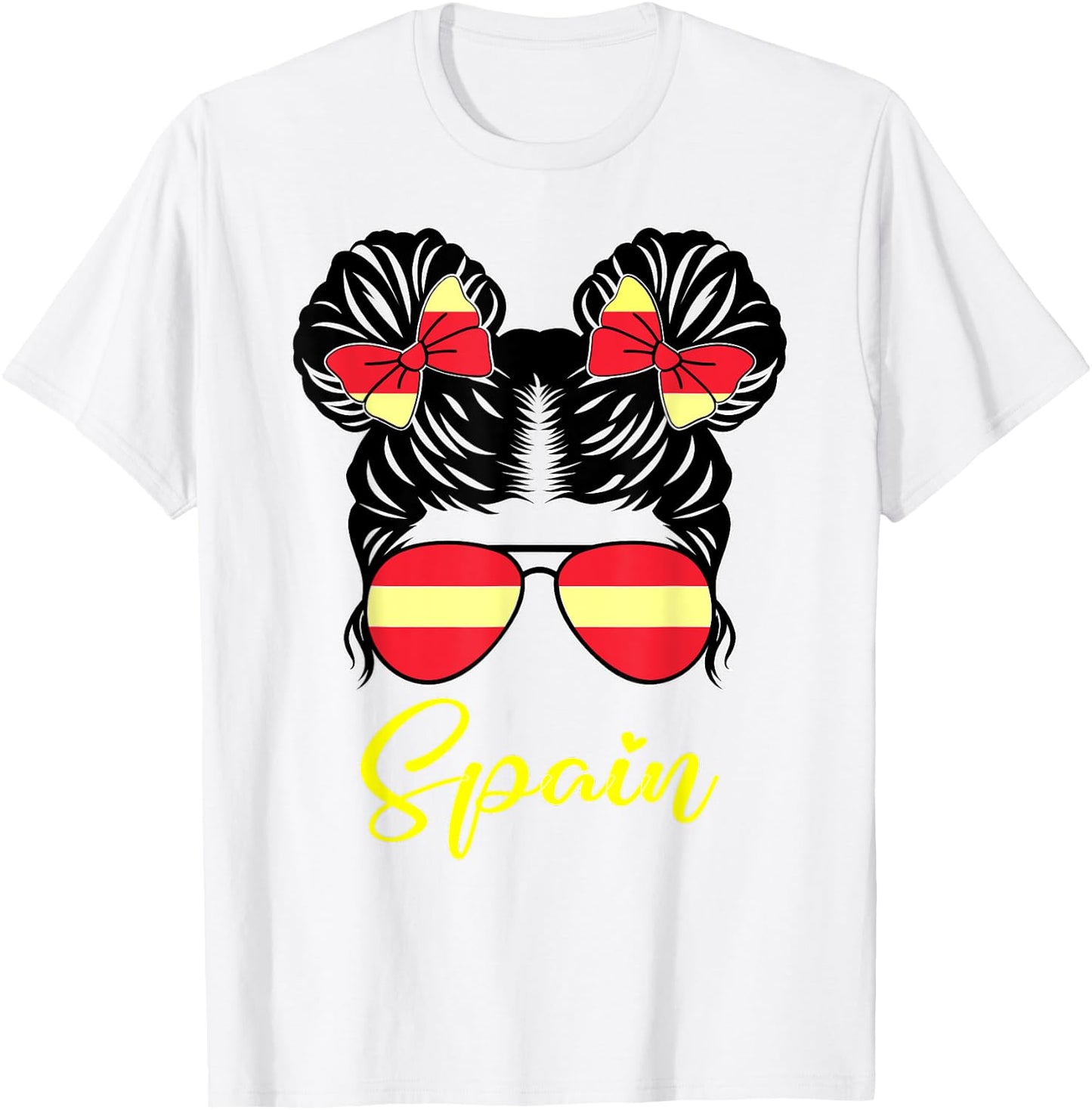 Spain Flag Heart Heartbeat for Spain Men Women Kids Girl T-Shirt - T-Shirt | White