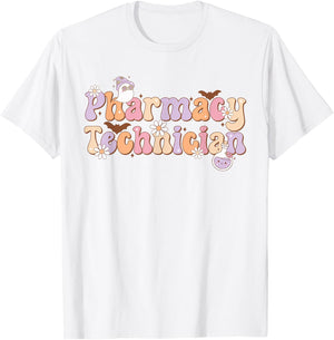 Retro Pharmacy Technician Halloween Spooky Pharmacy Tech T-Shirt - T-Shirt | White