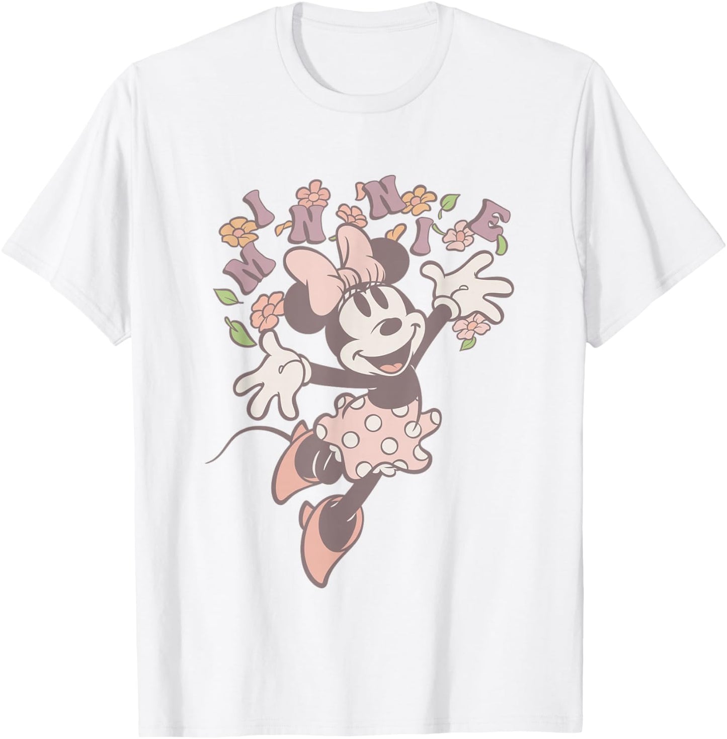 Disney Minnie Mouse Classic Minnie with Flowers T-Shirt - T-Shirt | White