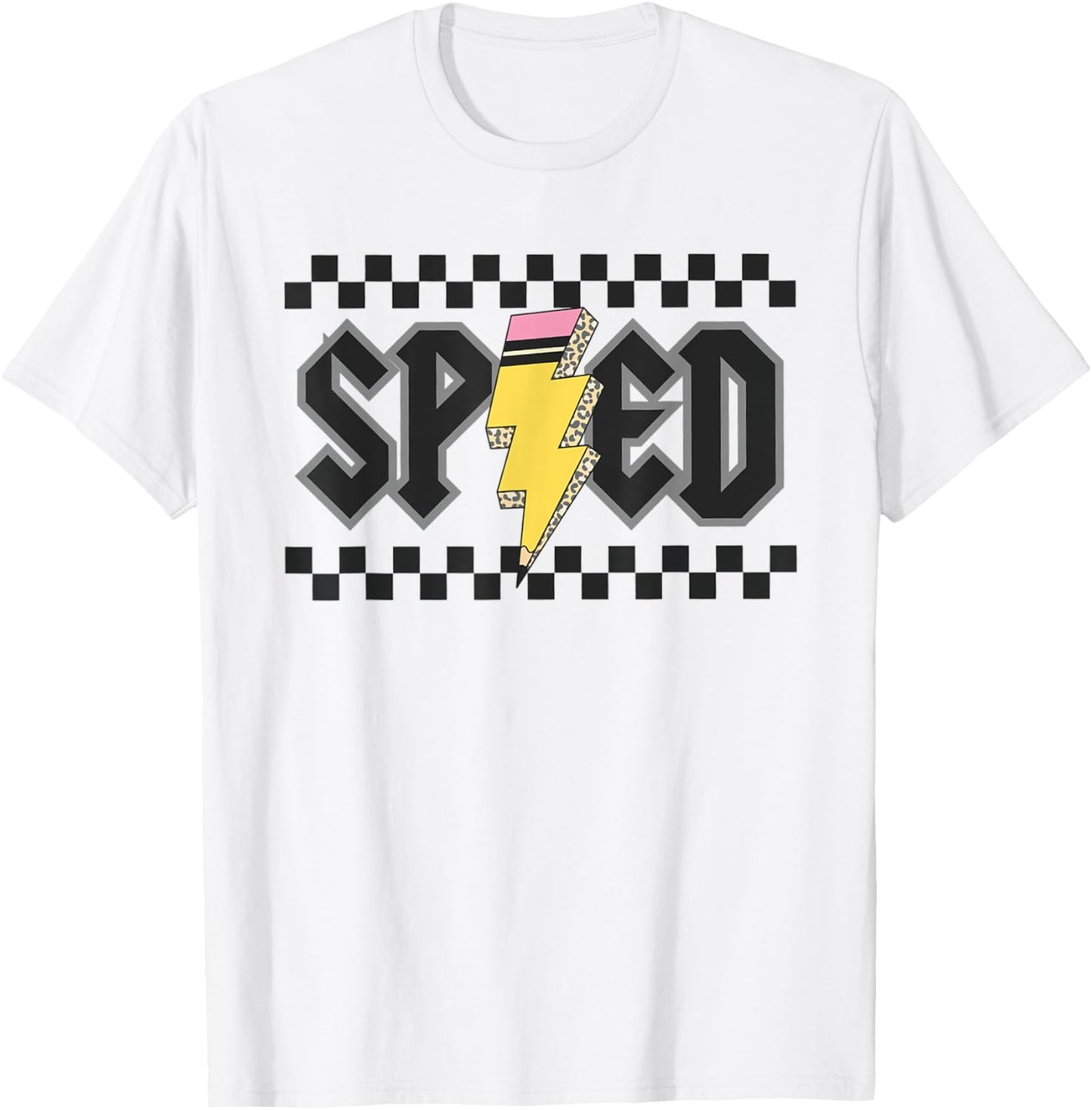 Retro SPED Teacher Pencil Lightning Bolt Back To School T-Shirt - T-Shirt | White