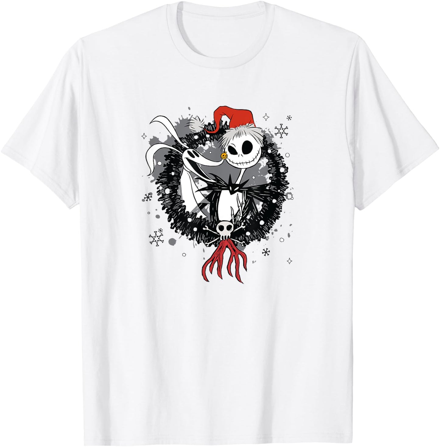 Disney The Nightmare Before Christmas Jack & Zero Wreath T-Shirt - T-Shirt | White