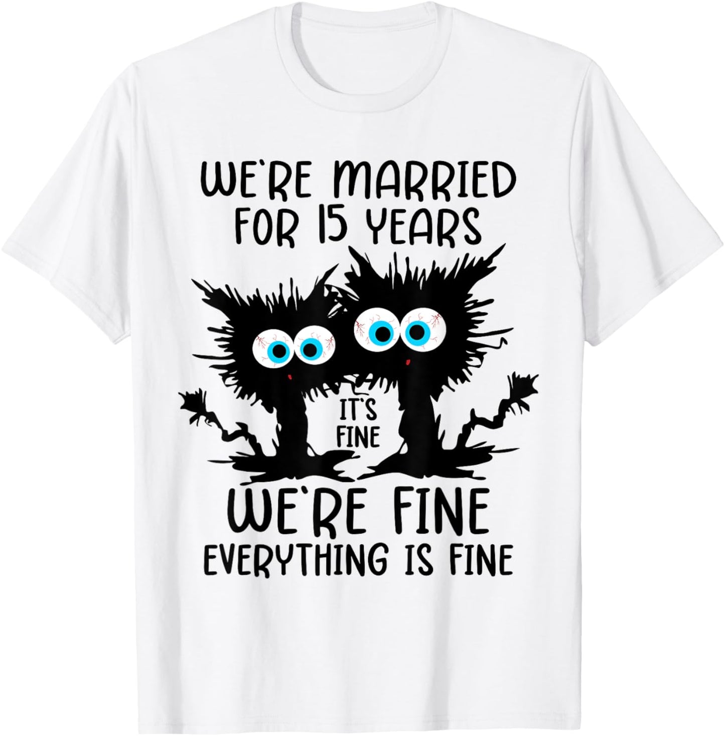 Crystal Wedding We're Married For 15 Years , Small, Grey T-Shirt - T-Shirt | White