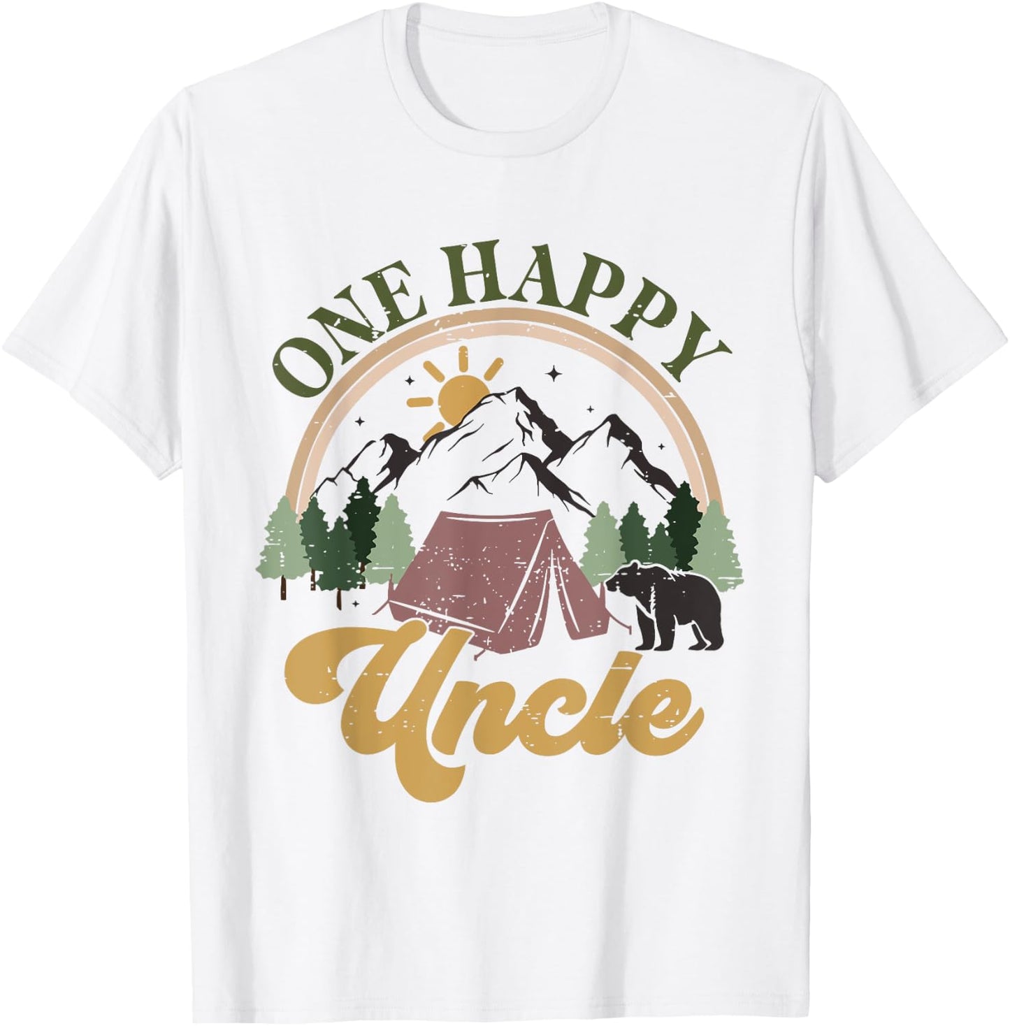 Cute One Happy Camper Birthday Decorations One Happy Uncle T-Shirt - T-Shirt | White