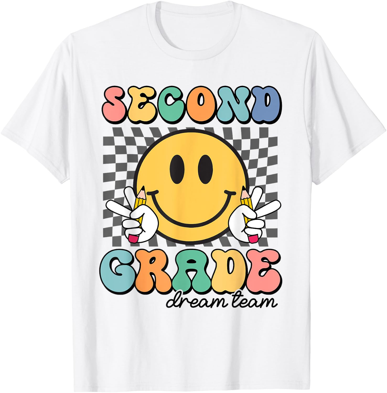 Second Grade Dream Team Smile Face First Day of 2nd Grade T-Shirt - T-Shirt | White