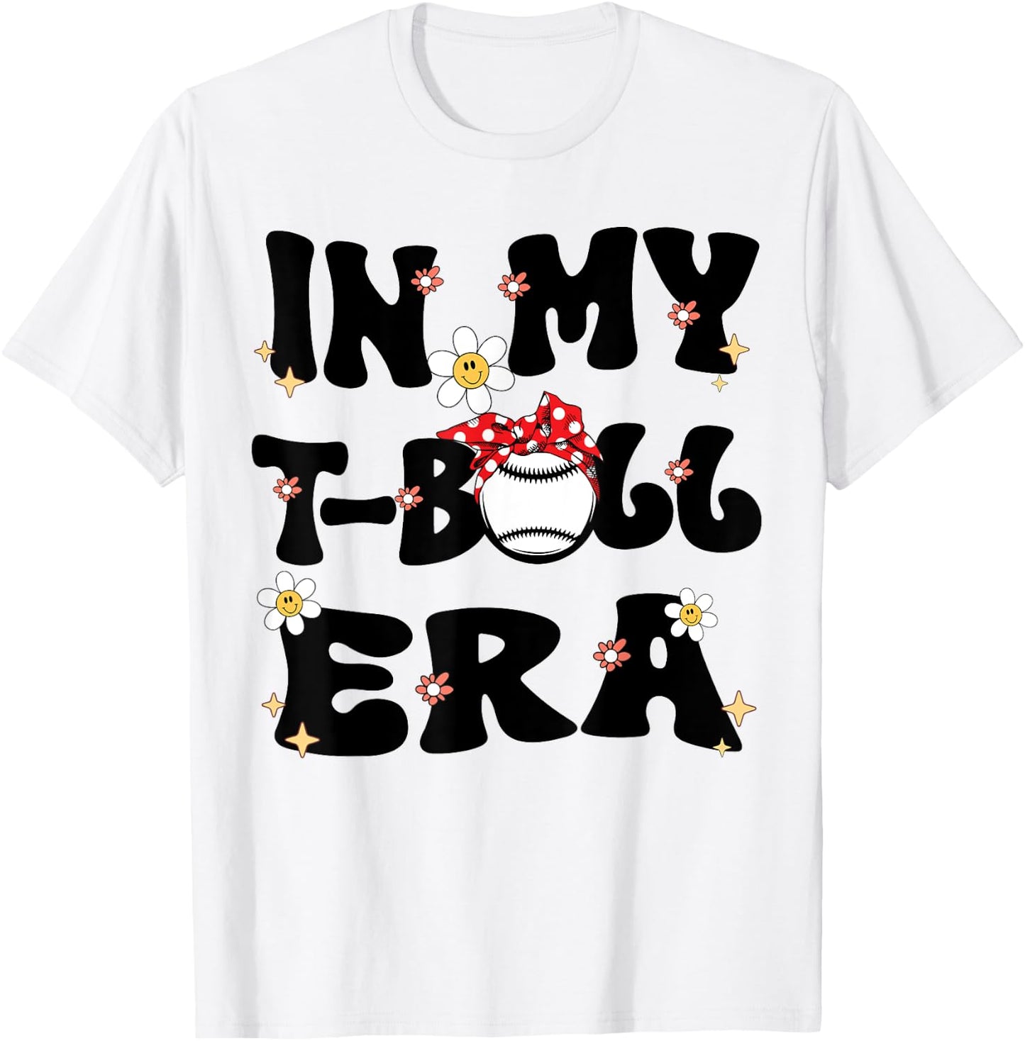 In My Tball Era Retro Groovy T ball ball Kids Girl Boy T-Shirt - T-Shirt | White