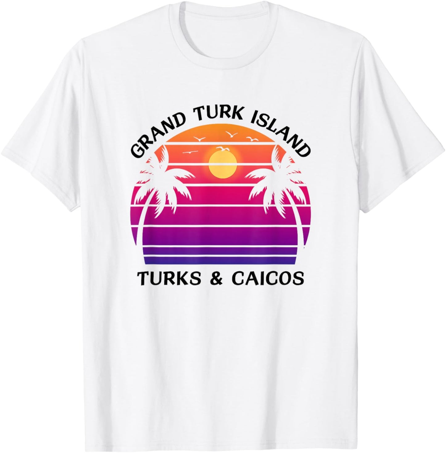 Grand Turk Island Turks & Caicos Sunset and Palm Trees T-Shirt - T-Shirt | White