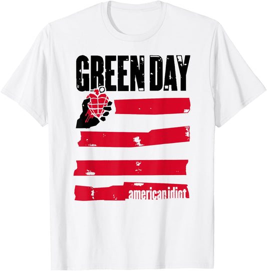 Green Day Idiot Flag T-Shirt - T-Shirt | White