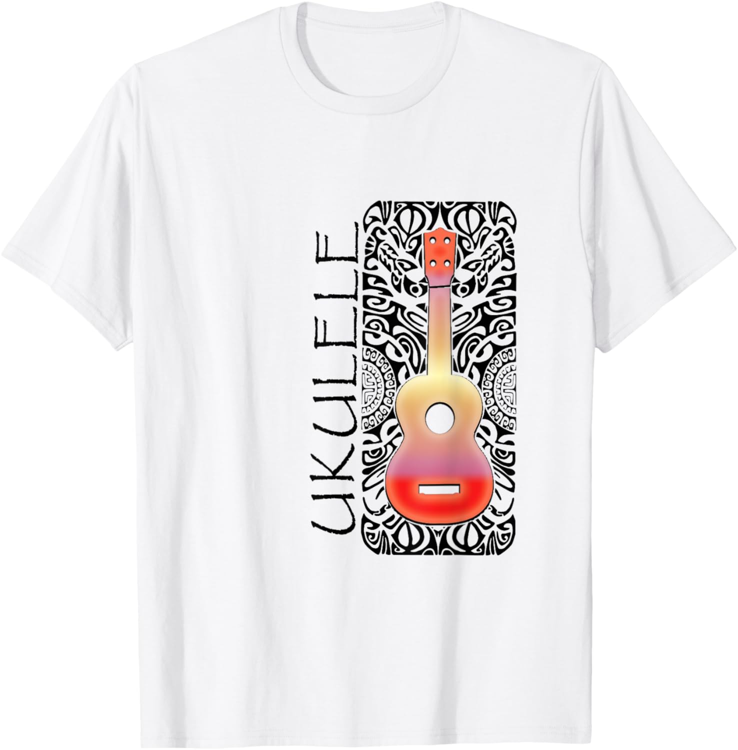 UKULELE Tattoo Tribal pattern - Hawaiian Music T-Shirt - T-Shirt | White