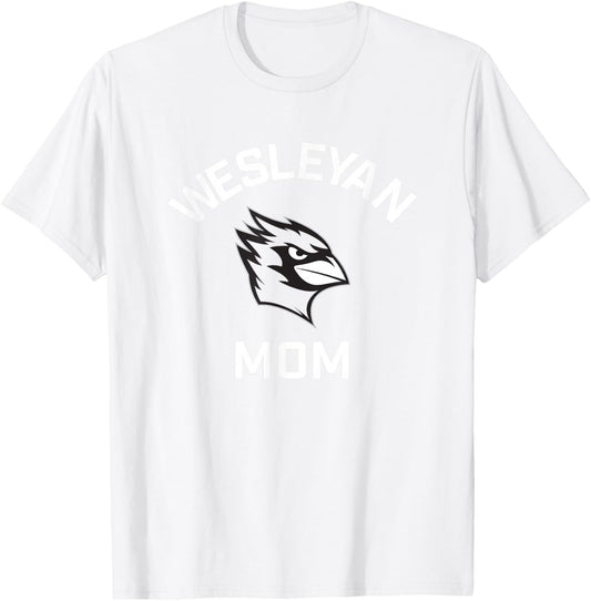 Wesleyan University Cardinals Arched Mom T-Shirt - T-Shirt | White