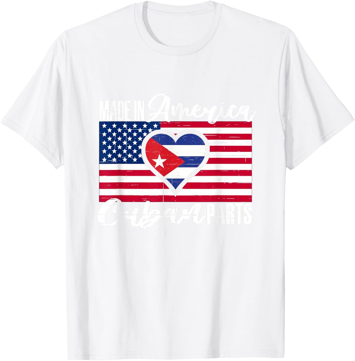 Cuban American Roots Flag Made Raised In America Cuban Parts T-Shirt - T-Shirt | White