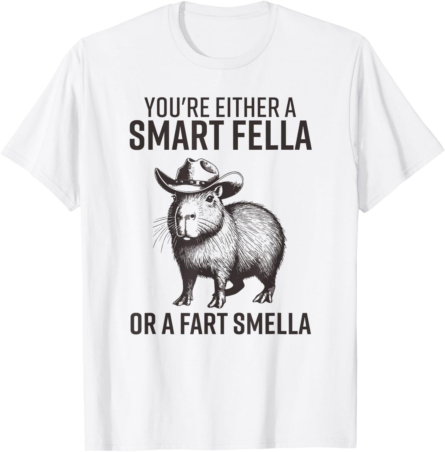 You're Either A Smart Fella Or A Fart Smella Funny Capybara T-Shirt - T-Shirt | White