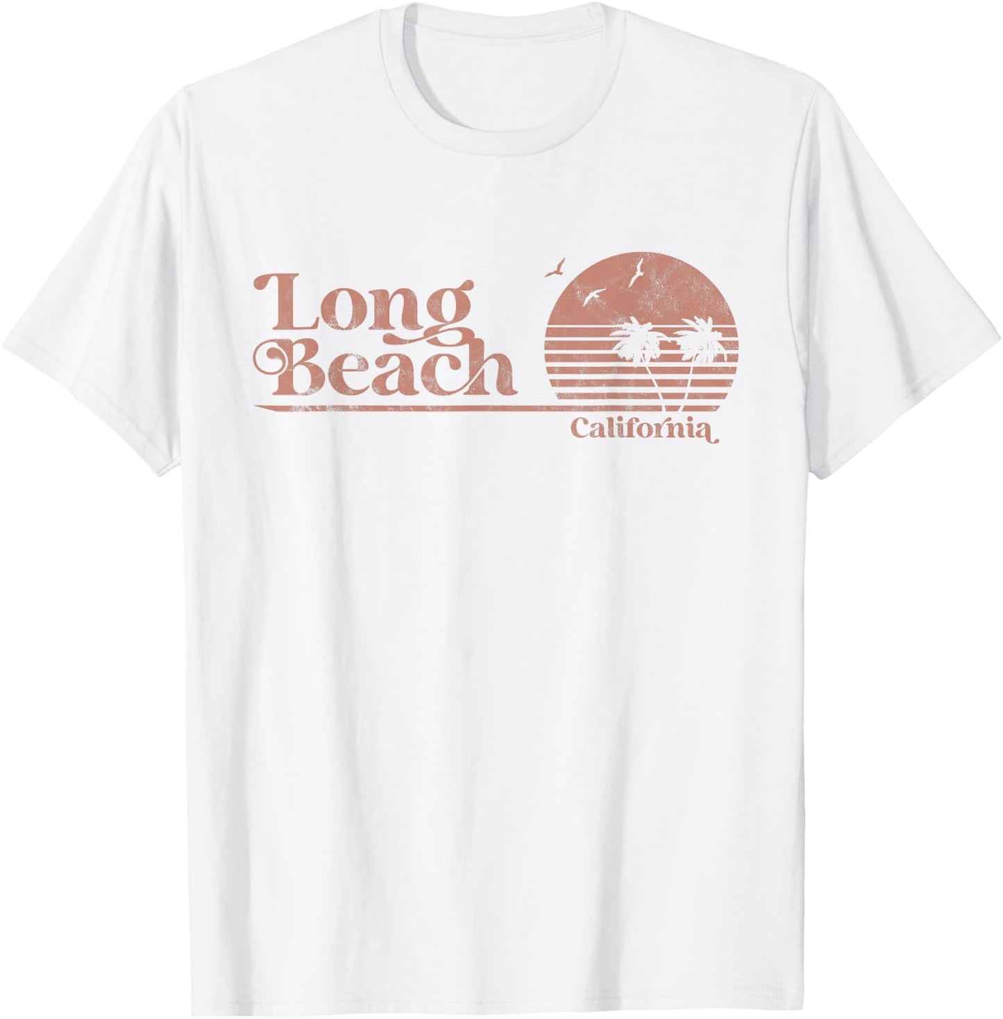 Vintage Long Beach California Palm Trees CA Retro Men Women T-Shirt - T-Shirt | White
