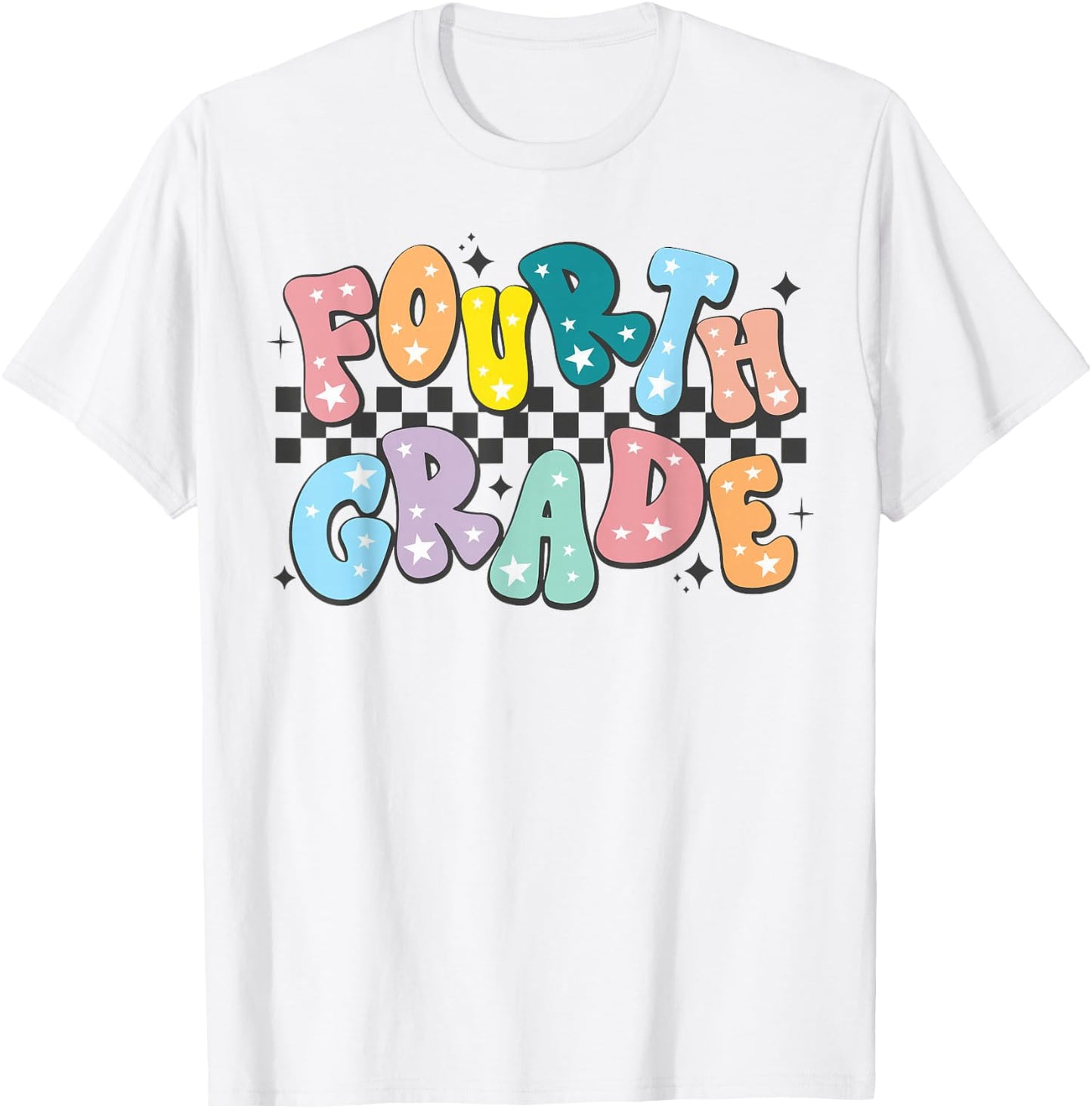 Retro Fourth Grade Teacher Kids Back To School 4th Grade T-Shirt - T-Shirt | White