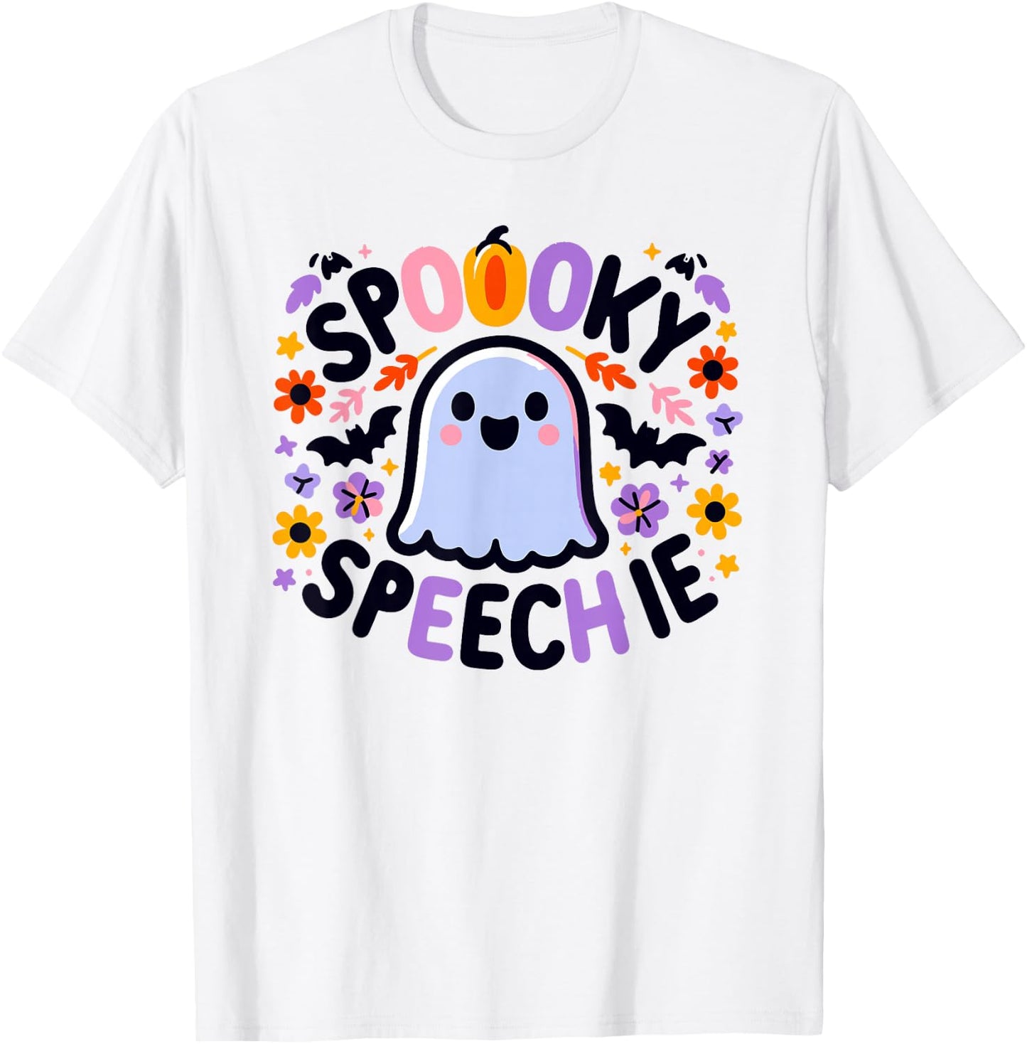 SLP Halloween Speech Therapy Spooky Ghost Speech Therapist T-Shirt - T-Shirt | White