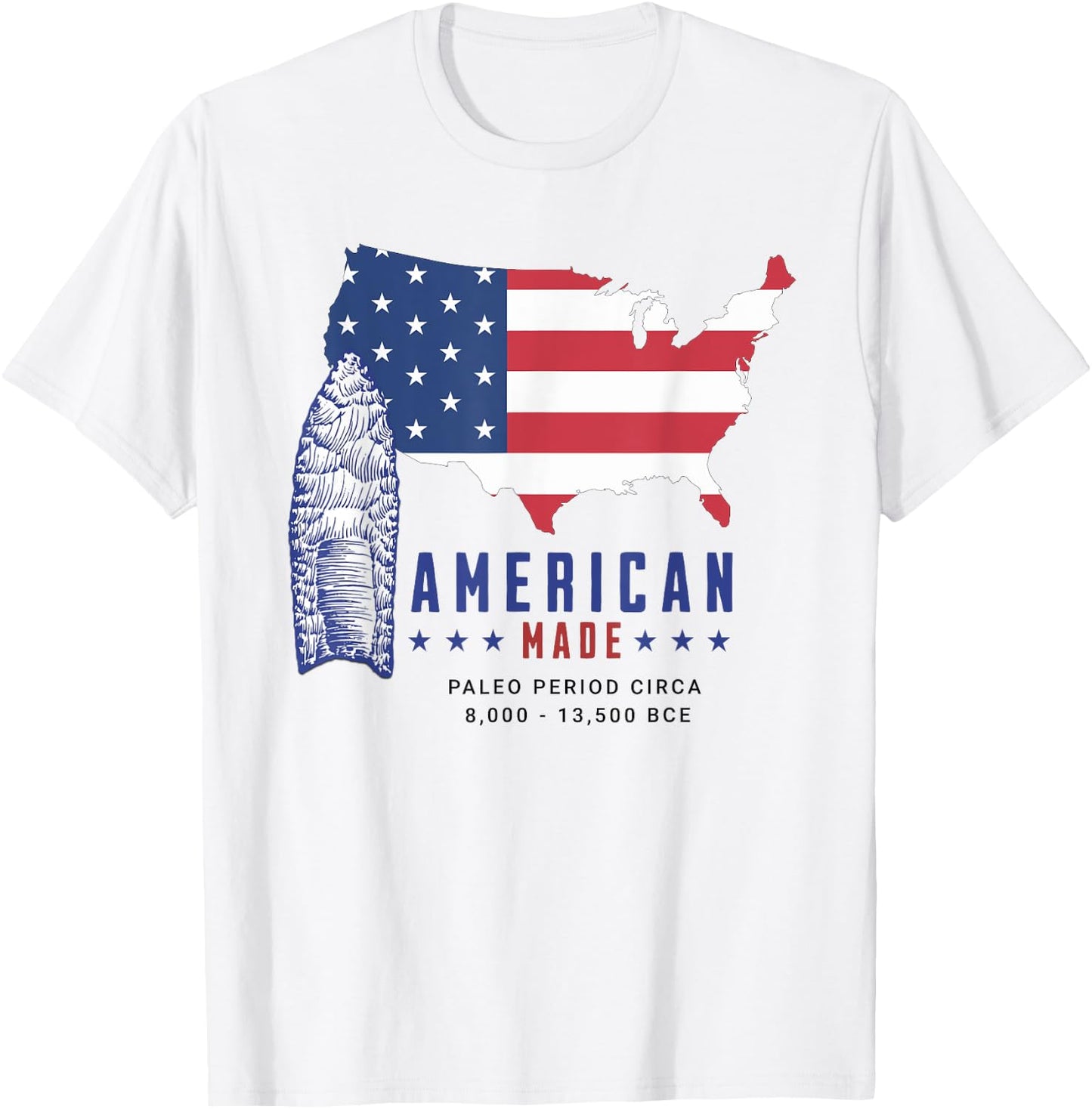Paleo Spearpoint (Arrowhead) with American Flag Kids Men T-Shirt - T-Shirt | White