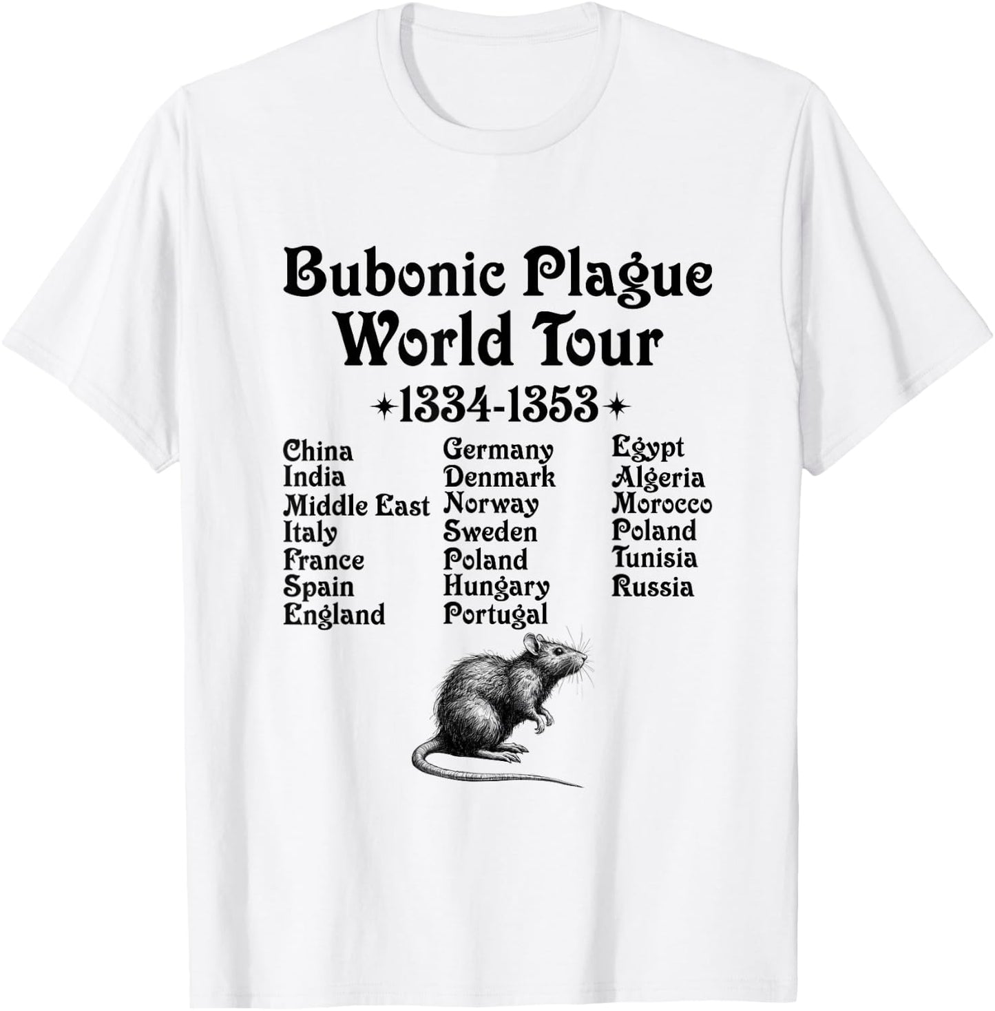 Gothic Bubonic Plague World-Tour Plague Rat Medieval History T-Shirt - T-Shirt | White