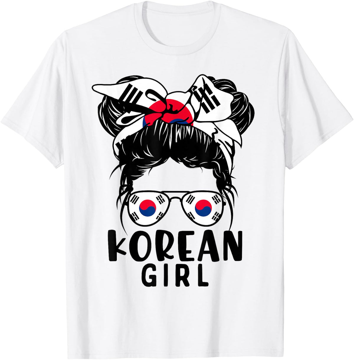 Korean Girl Messy Hair Korea Pride Patriotic Kids T-Shirt - T-Shirt | White