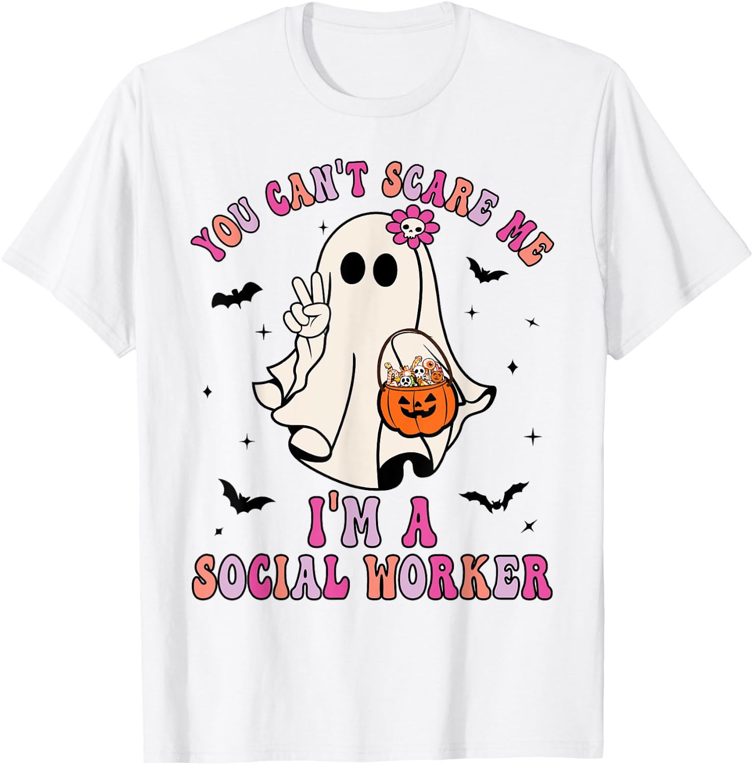 You Can't Scare Me I'm a School Social Worker Halloween T-Shirt - T-Shirt | White