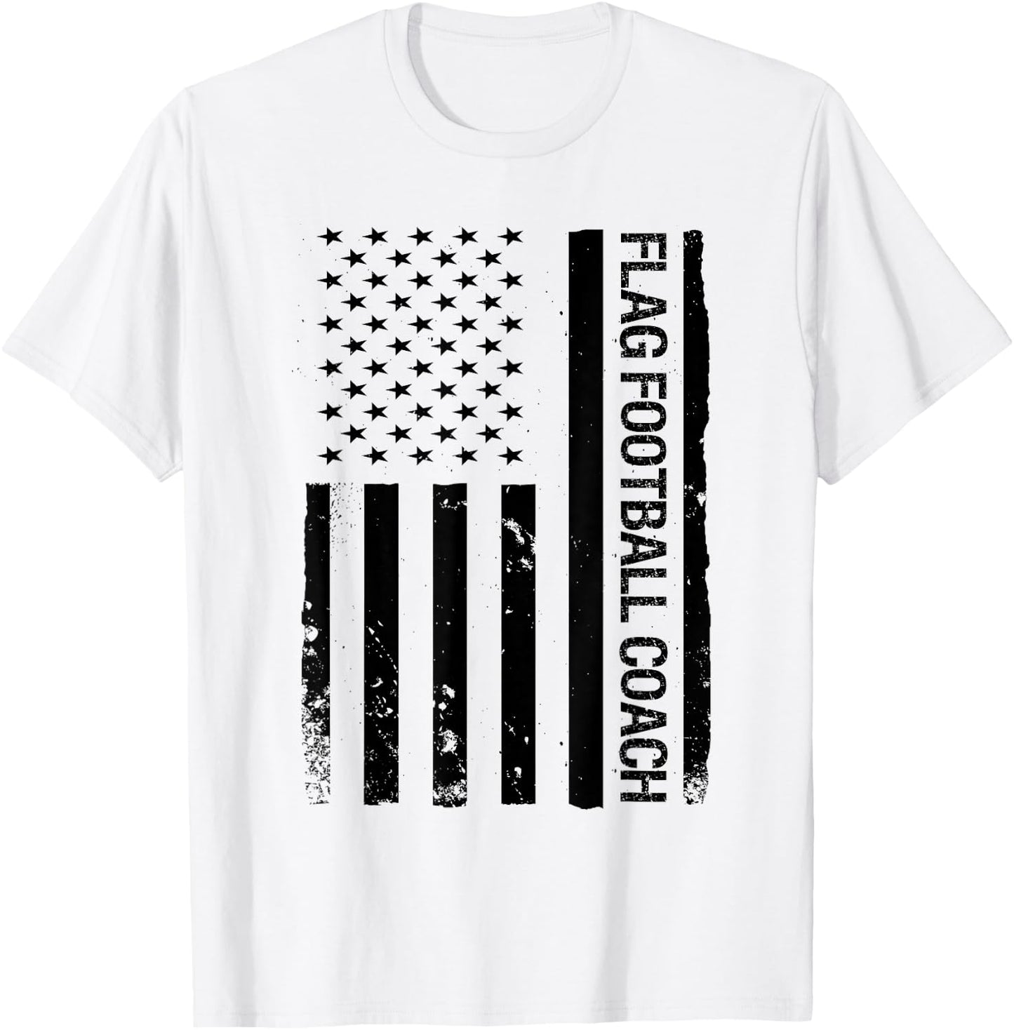Funny Flag Football Coach USA American Flag T-Shirt - T-Shirt | White