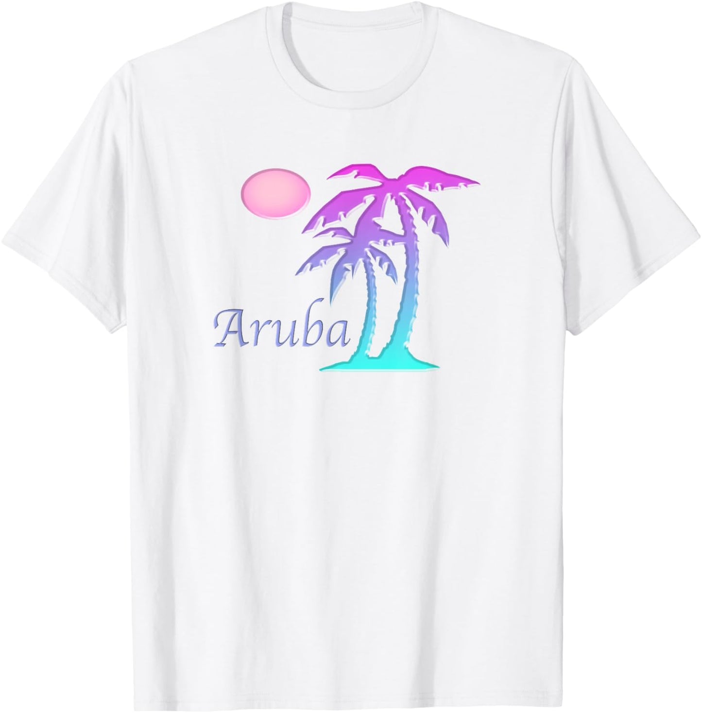 ARUBA Vacation Souvenir Gift Sun Palm Tree Sunset T-Shirt - T-Shirt | White
