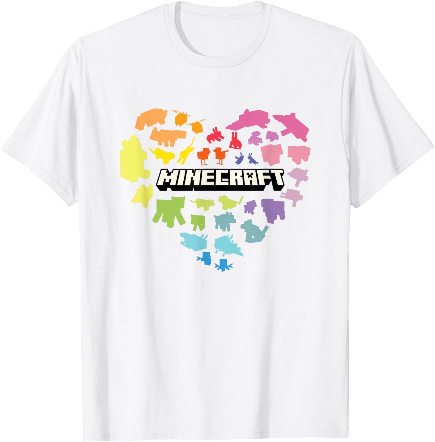 Minecraft Valentine's Day Heart Shaped Rainbow Icons T-Shirt - T-Shirt | White