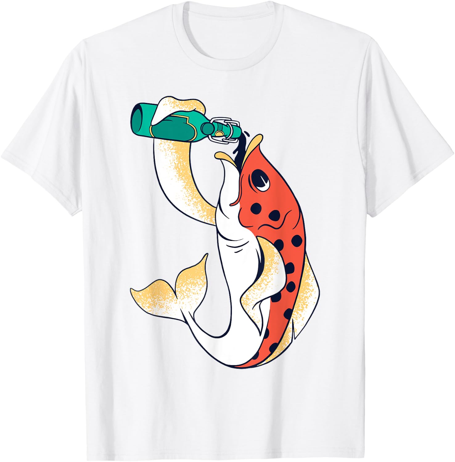 Fish Drinking Beer Funny Fishing and Drinking Lover Design T-Shirt - T-Shirt | White