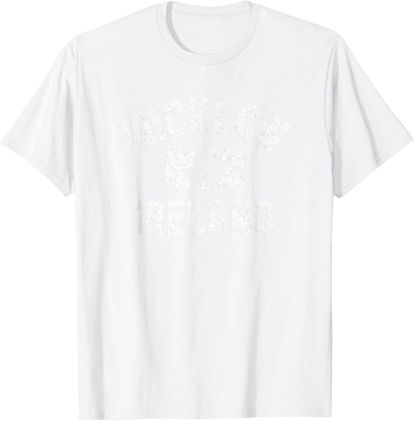 Wicklow Ireland Gym Style Distressed White Print T-Shirt - T-Shirt | White