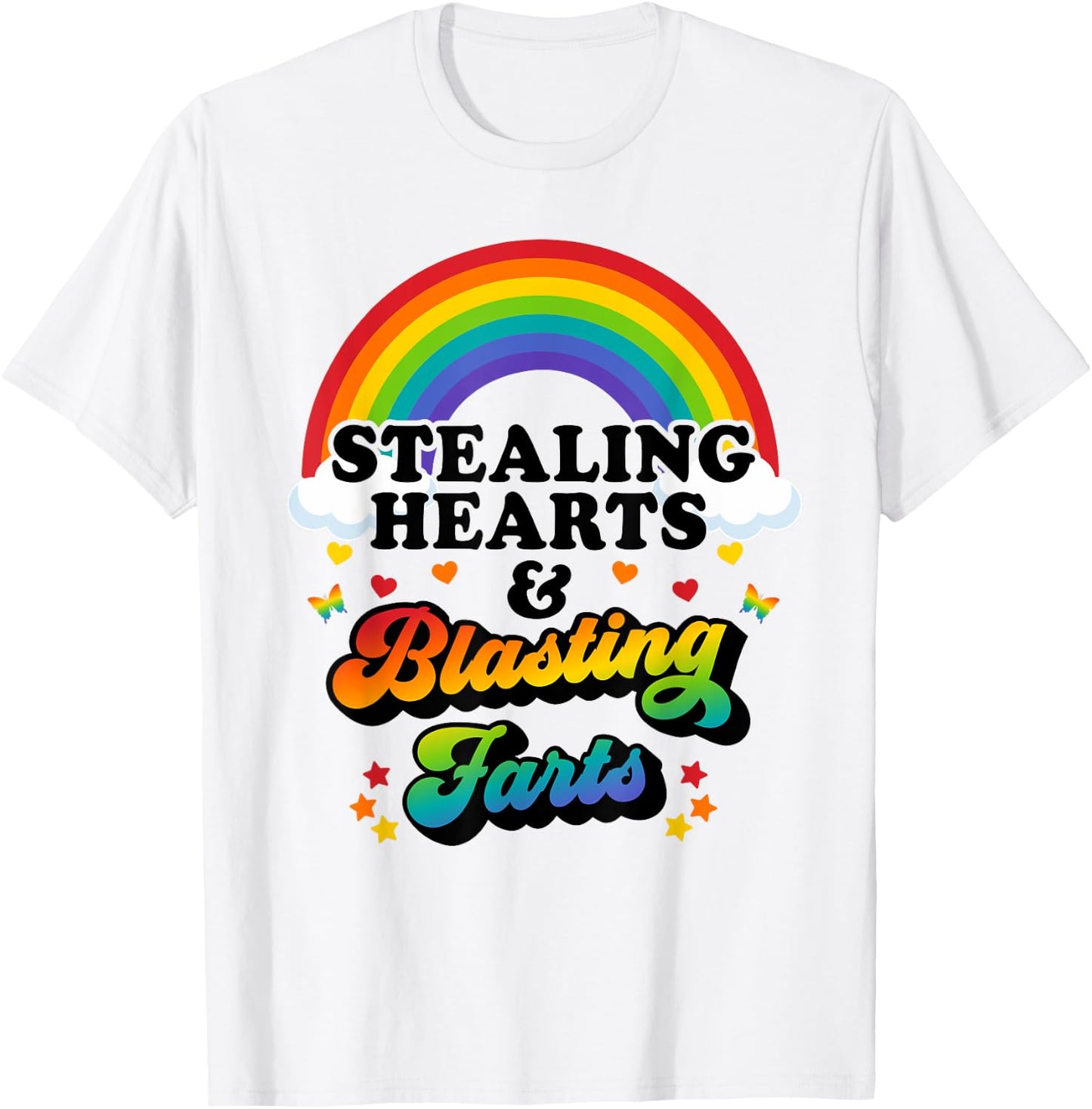 Stealing Hearts And Blasting Farts Funny Valentines T-Shirt - T-Shirt | White