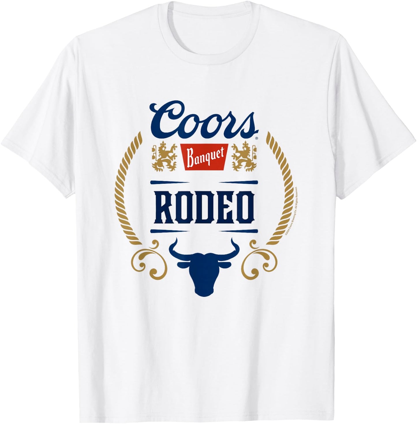 Coors Banquet Rodeo Bull Horns Framed Badge T-Shirt - T-Shirt | White