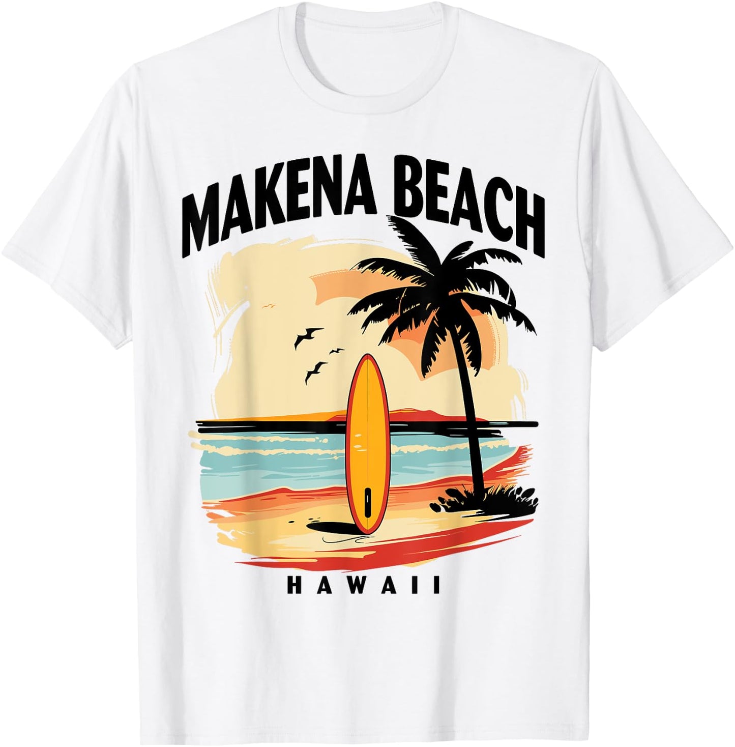 Hawaii Makena Beach Surfboard Surfing Men Women T-Shirt - T-Shirt | White