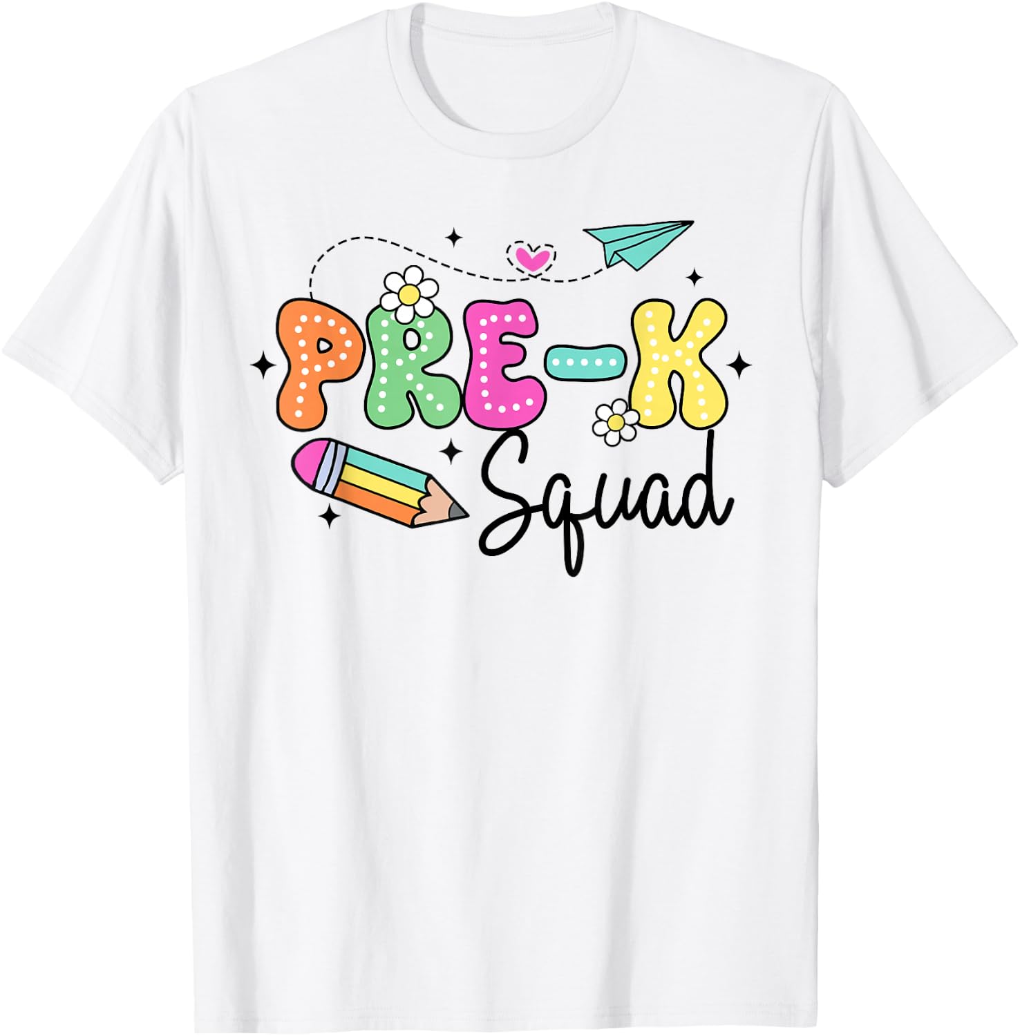 Pre-K Squad Student Teacher Back To School Groovy PreK Team T-Shirt - T-Shirt | White
