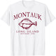 Montauk Long Island Settled 1686 Fluke Flounder Fishing Red T-Shirt - T-Shirt | White