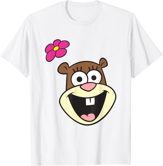 Spongebob Squarepants Cheerful Sandy Cheeks Big Face T-Shirt - T-Shirt | White