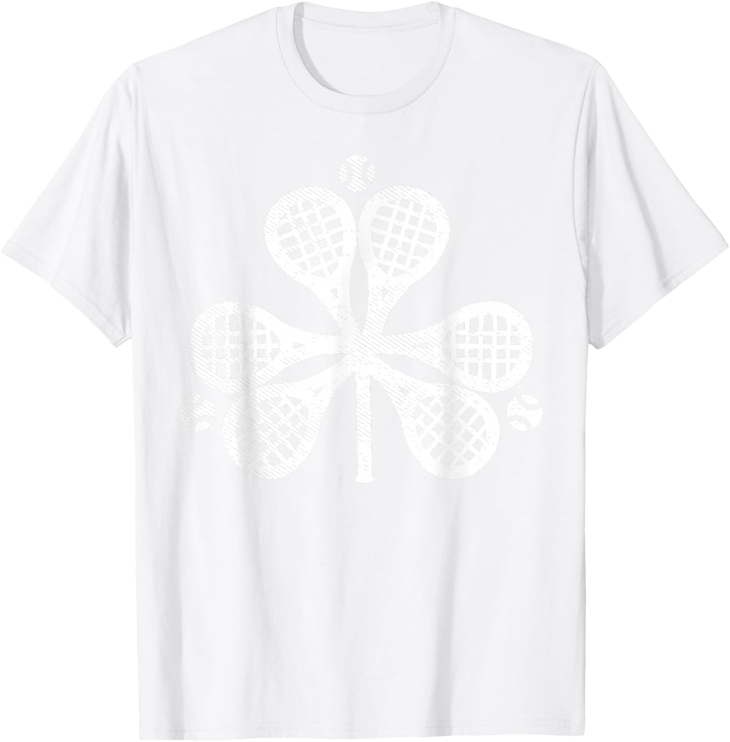 Tennis Shamrock Clover St Patricks Day Player Coach Gift T-Shirt - T-Shirt | White