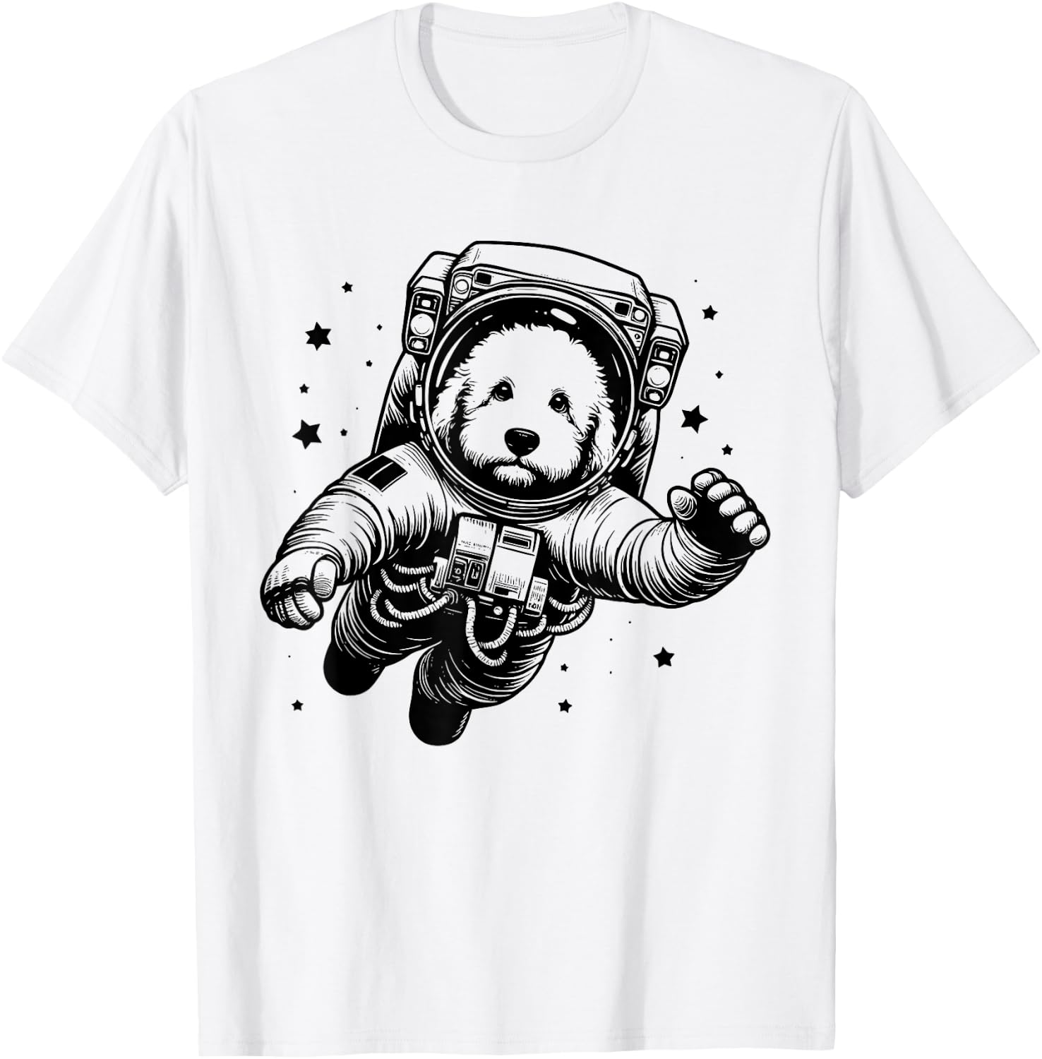 Dog Dad Mom Space - Astronaut Bernedoodle T-Shirt - T-Shirt | White