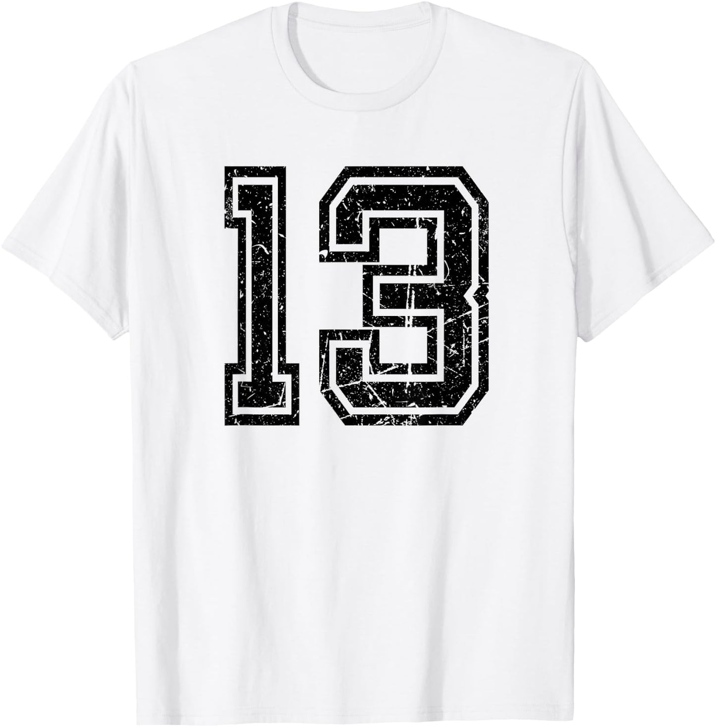 Number #13 Sports Team Retro Number T-Shirt - T-Shirt | White