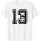 Number #13 Sports Team Retro Number T-Shirt - T-Shirt | White