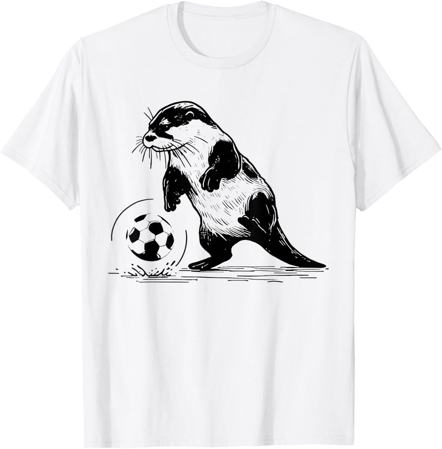 Vintage Otter Playing Soccer Funny Animal Sport Lover T-Shirt - T-Shirt | White